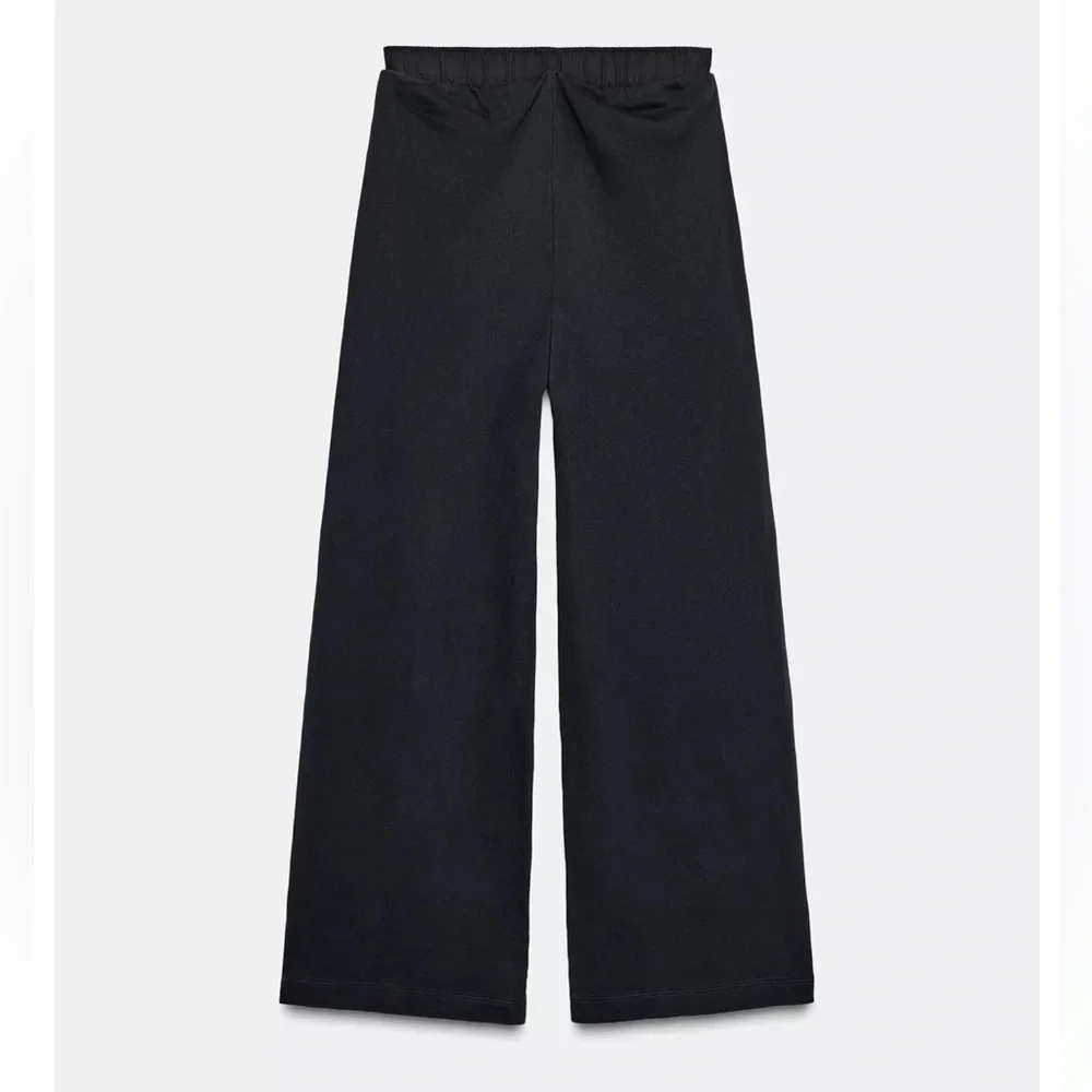 Zara NWT charcoal off black washed effect contrast elastic waist pants